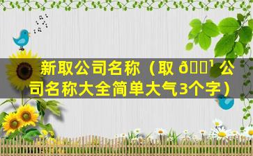 新取公司名称（取 🌹 公司名称大全简单大气3个字）